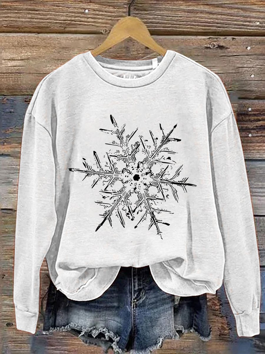 Snowflake Winter Christmas Print Casual Sweatshirt