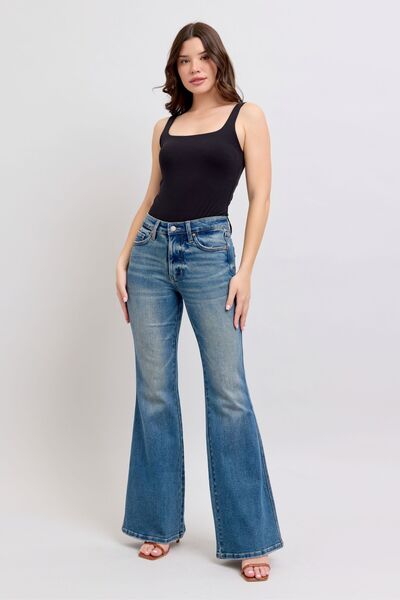 Judy Blue MR Tummy Control Vintage Wash Flare Bell Bottom Jeans