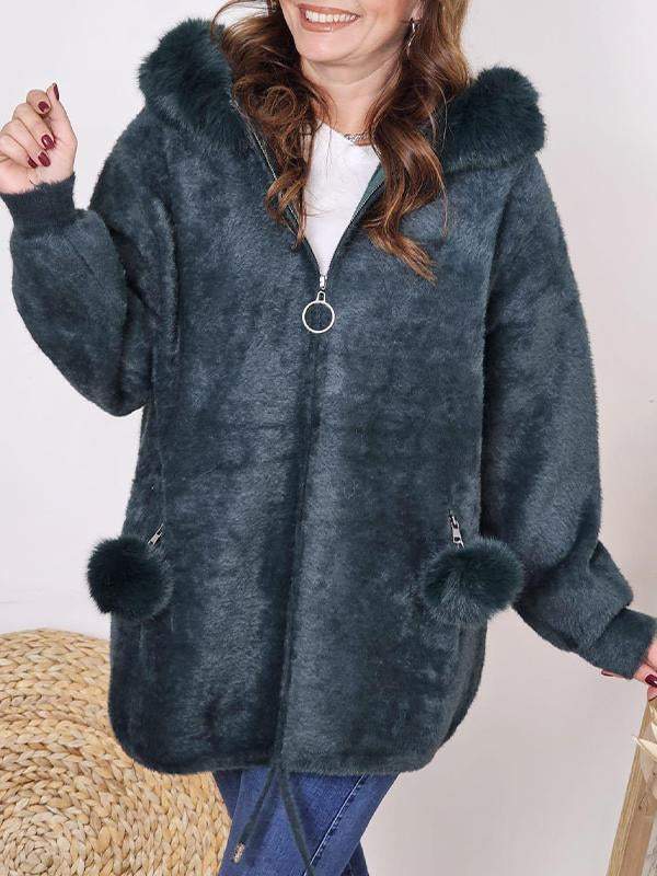 Women's Hooded Fur Casual Coat