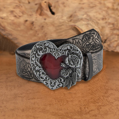 Heart Buckle Flower Belt