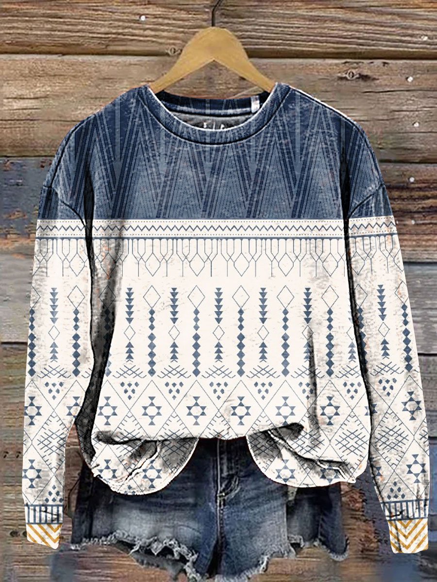 Geometric Pattern Art Print Casual Sweatshirt