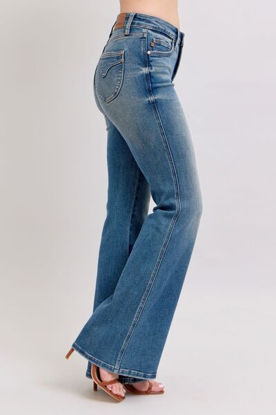 Judy Blue MR Tummy Control Vintage Wash Flare Bell Bottom Jeans