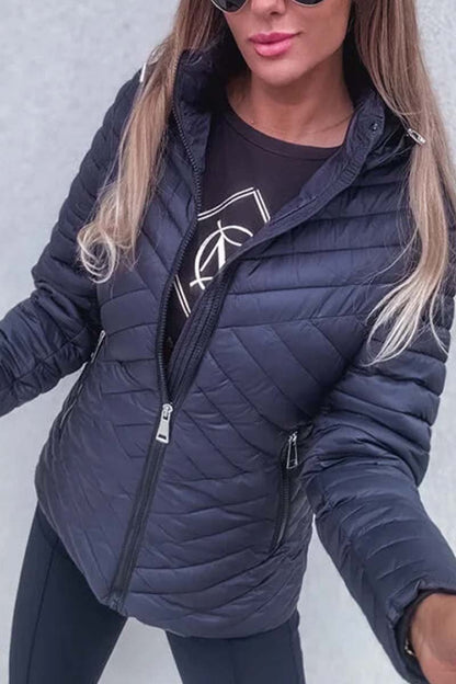 Women's Casual Solid Color Hooded Jacket