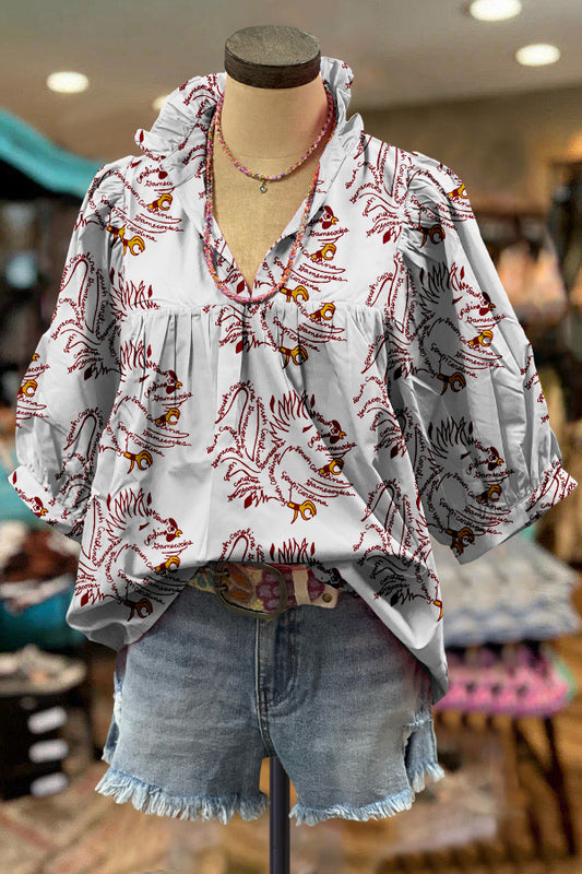 Classic South Carolina Gamecocks Contrast Print Blouse