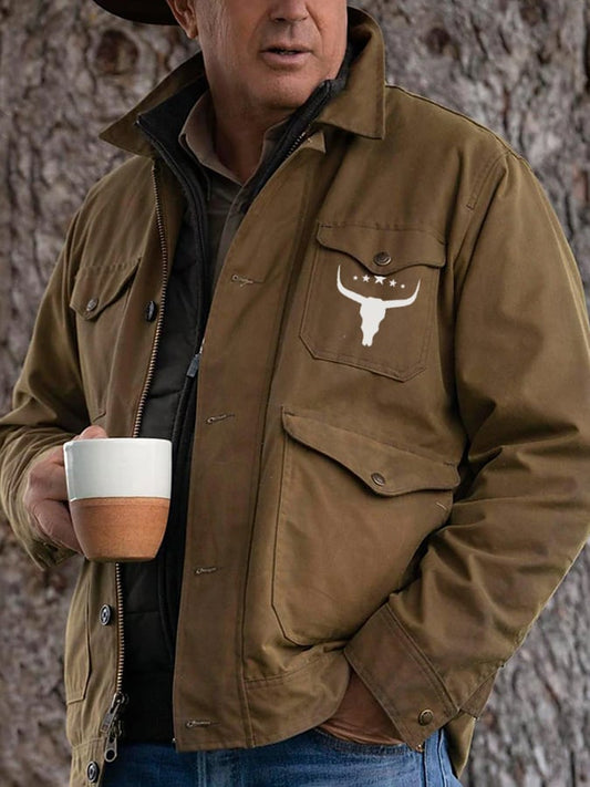 Men's Vintage Bull Skull Casual Jacket