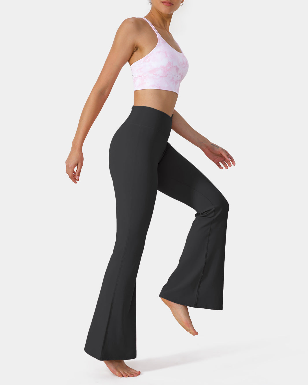 Crossover High Waisted Back Pocket Super Flare Leggings