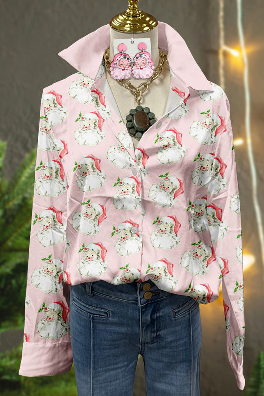 Cute Christmas Santa Claus Print Shirt