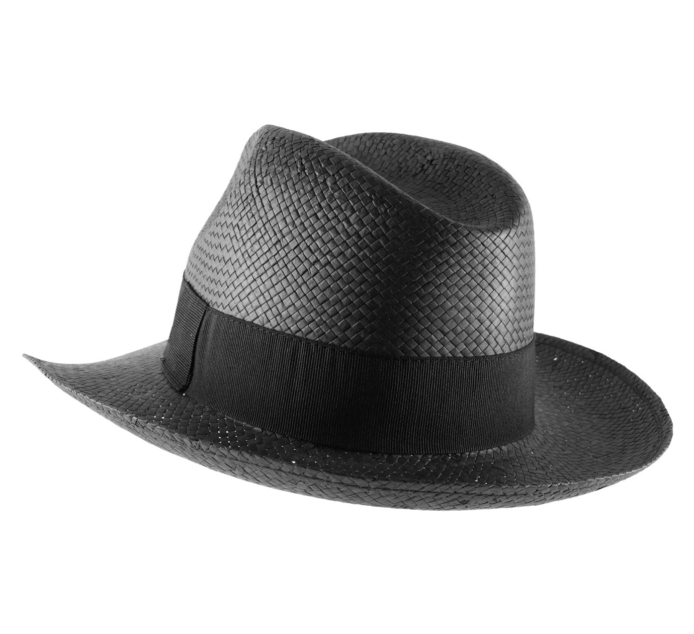 Handmade Classic 5mm Wide Straw Panama Hat-Black