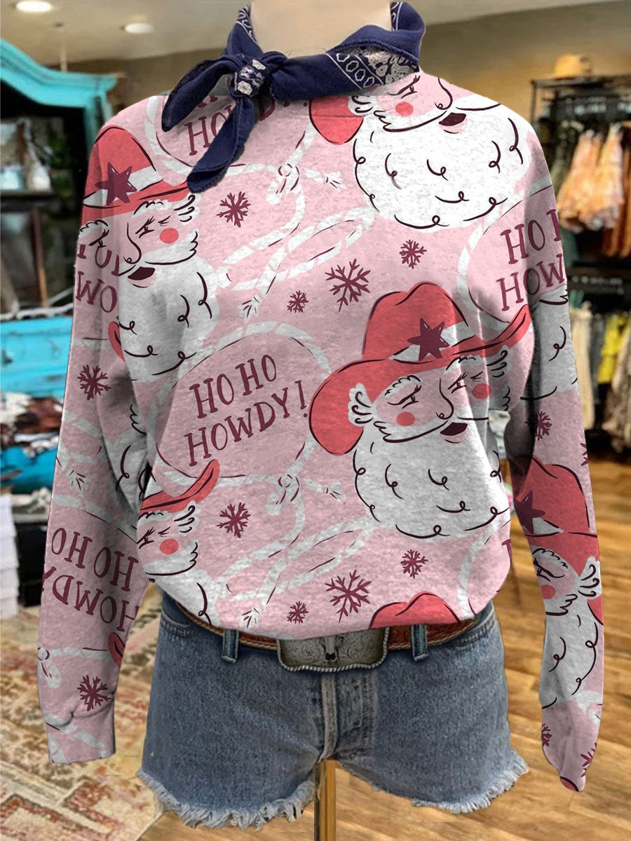 Christmas Cowboy Print Casual Sweatshirt