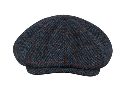 PEAKED CAPS SHELBY - HARRIS TWEED Genuine Scottish Harris Tweed 8 Panels Man Cap Blue-red