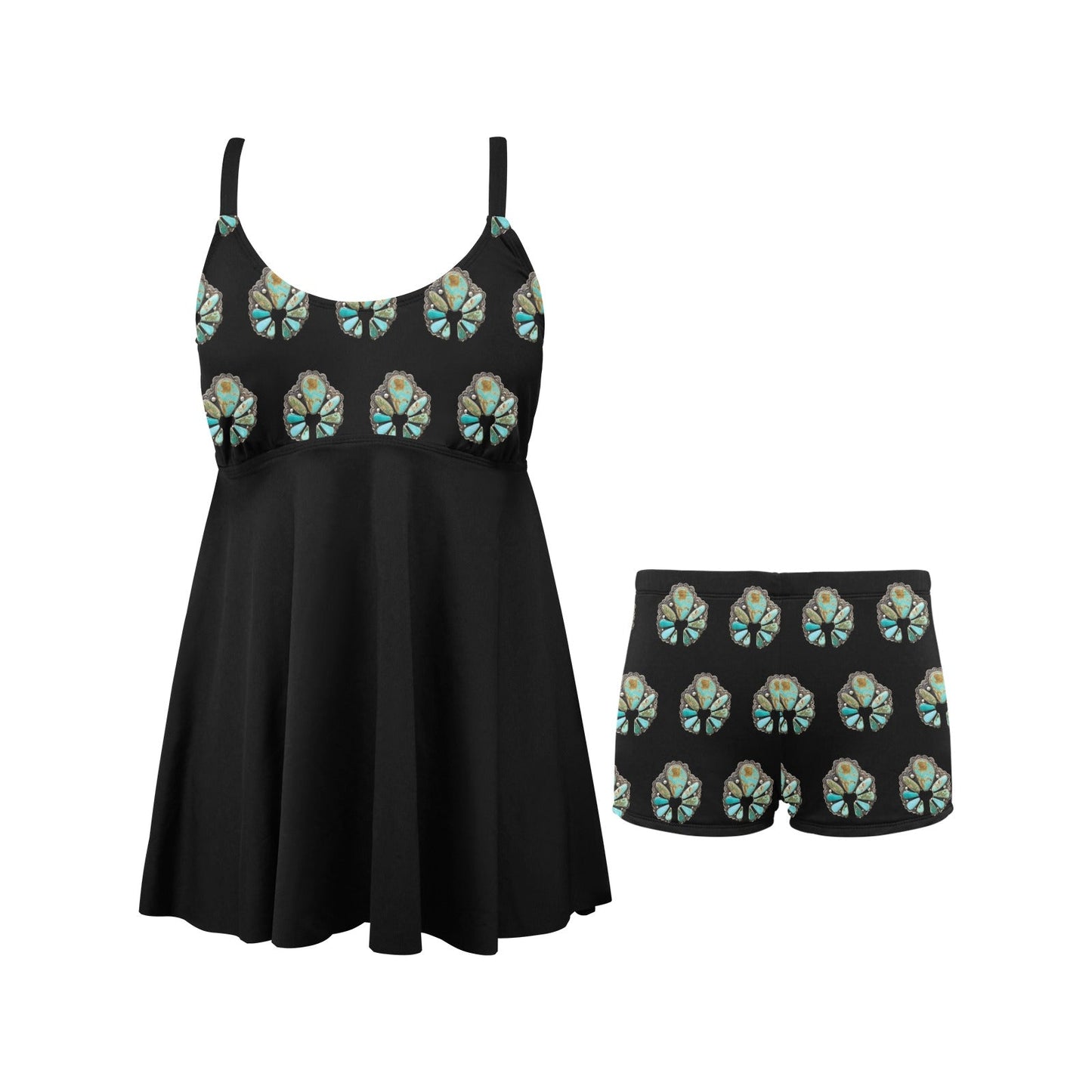 Turquoise Naja Swim Dress & Shorts Set