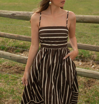 Suspender Retro Striped Dress