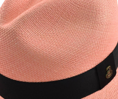 Pink Classic Fedora | Genuine Panama Hat | Toquilla Straw | Handwoven in Ecuador - EA - HatBox Included