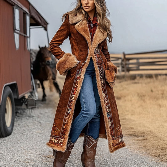 Denim Women's Western Retro Coat Plush Autumn And Winter Warm Coat