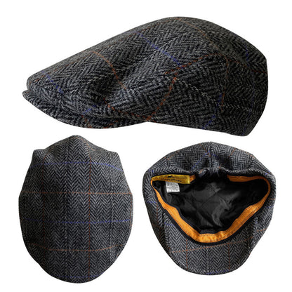 THE PEAKED Marl Flat Hat Taran-Harris Tweed