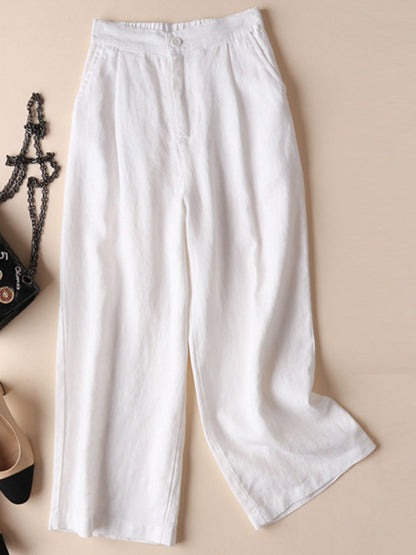 Cotton And Linen Wide-leg Casual Pants