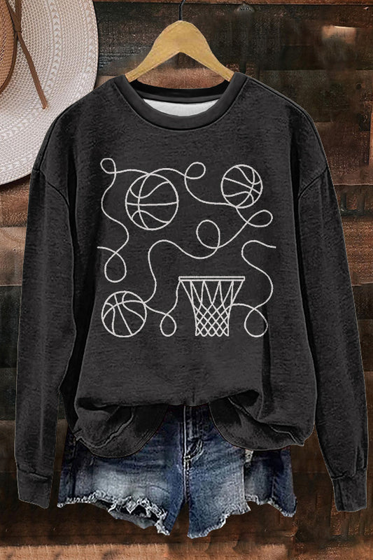 Classic Gameday Basketball Print Sweatshirt