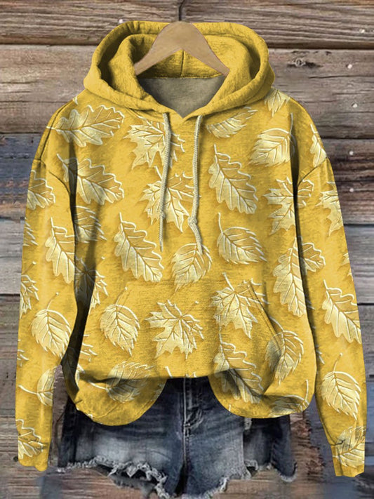 Vintage Leaf Art Print Casual Sweatshirt