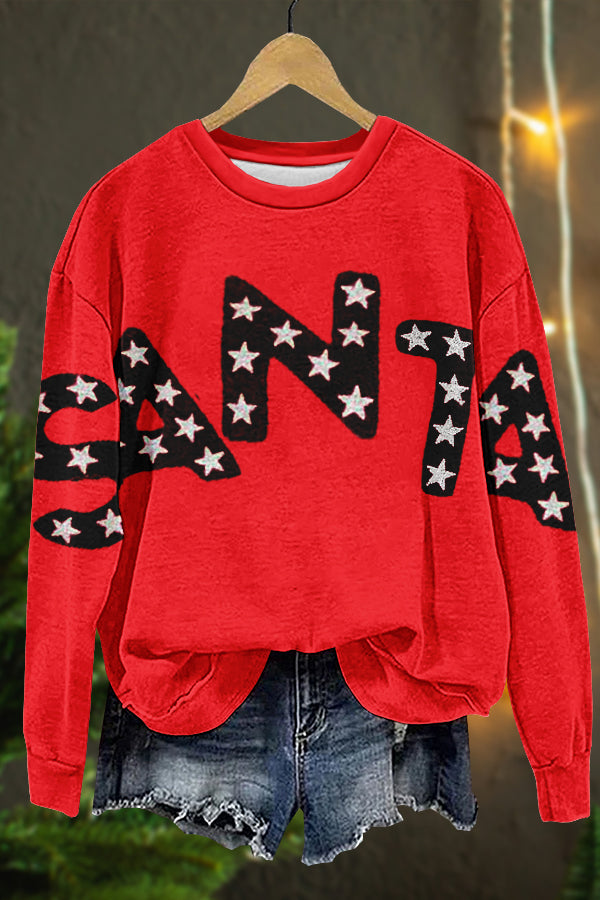 Christmas SANTA Santa Claus Print Sweatshirt