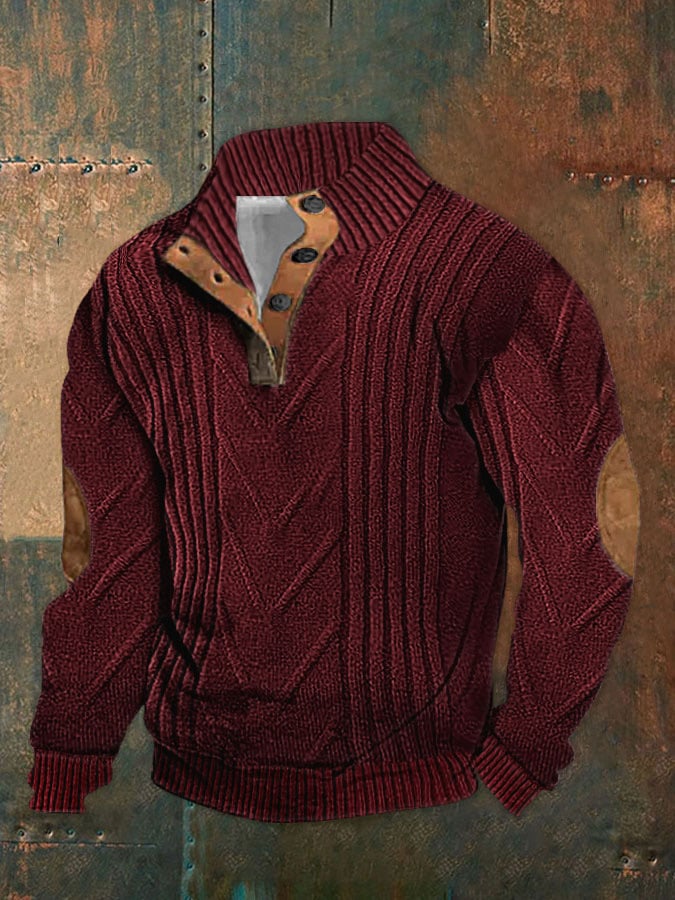 Men's Retro Braid Pattern Print Casual Pullover