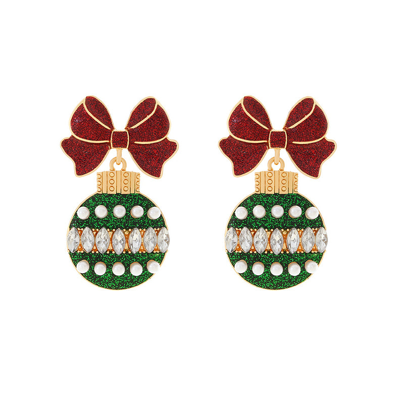 Christmas Bow Disco Ball Earrings