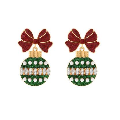 Christmas Bow Disco Ball Earrings