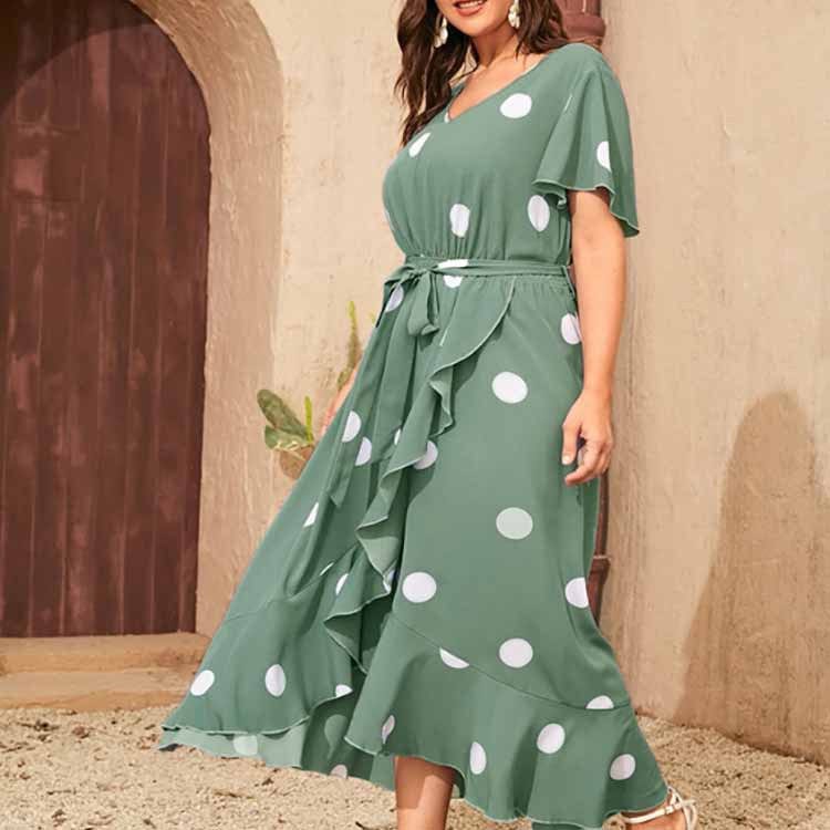 Plus Size Orchid Polka Dot Maxi Dress