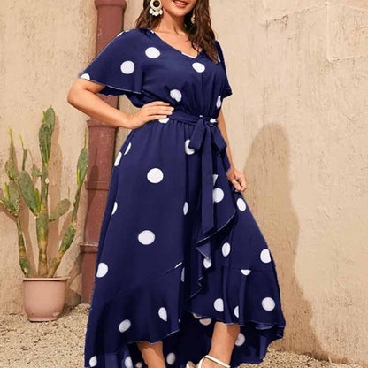 Plus Size Orchid Polka Dot Maxi Dress