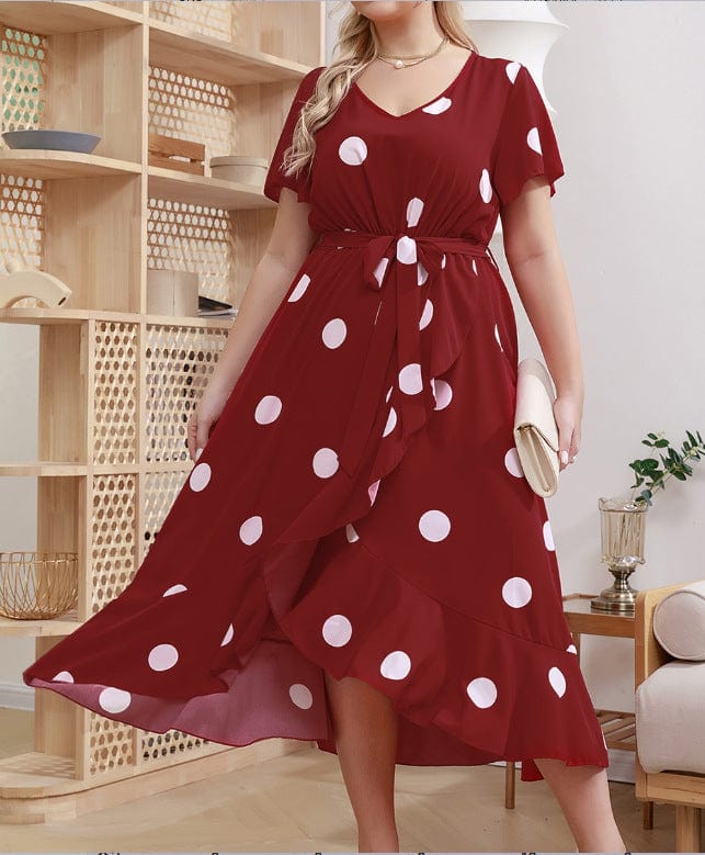 Plus Size Orchid Polka Dot Maxi Dress