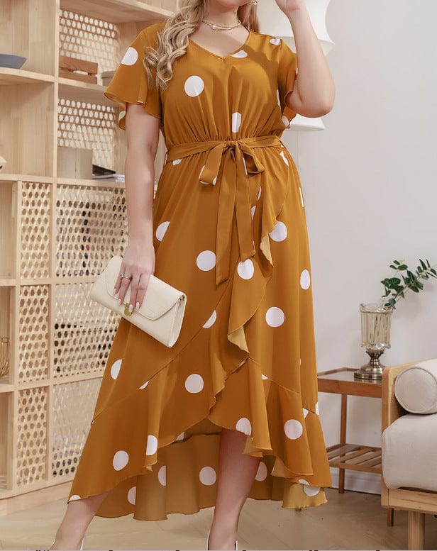 Plus Size Orchid Polka Dot Maxi Dress