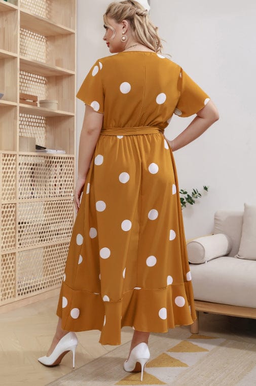 Plus Size Orchid Polka Dot Maxi Dress