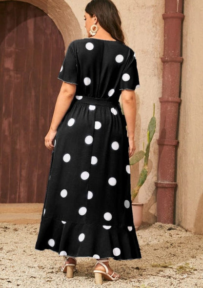 Plus Size Orchid Polka Dot Maxi Dress