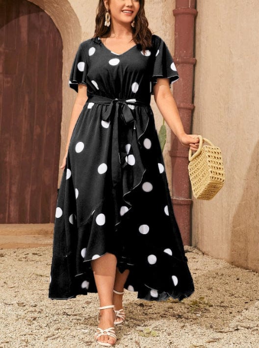 Plus Size Orchid Polka Dot Maxi Dress