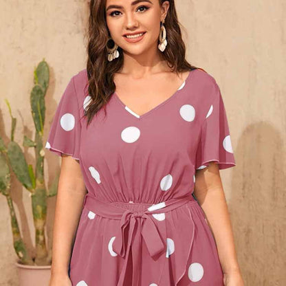 Plus Size Orchid Polka Dot Maxi Dress