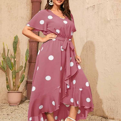 Plus Size Orchid Polka Dot Maxi Dress