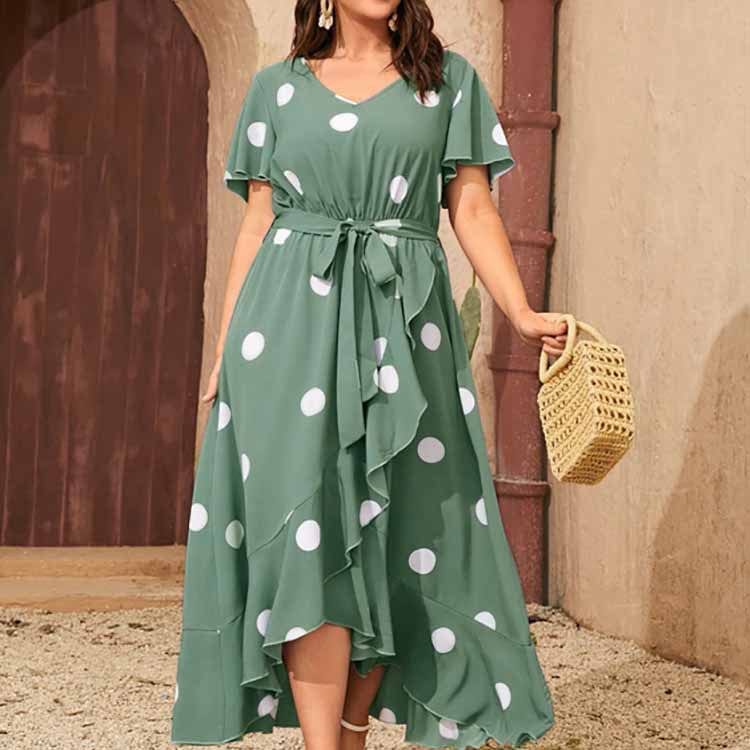 Plus Size Orchid Polka Dot Maxi Dress