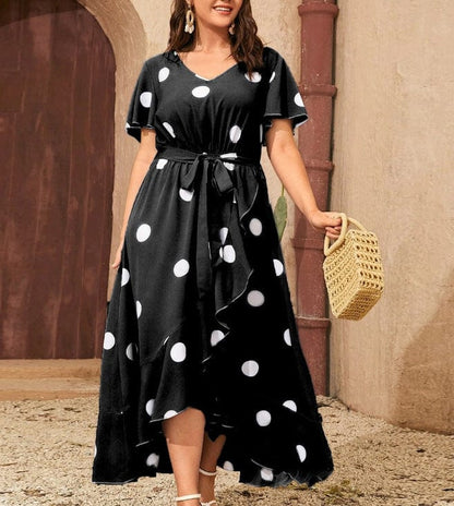 Plus Size Orchid Polka Dot Maxi Dress