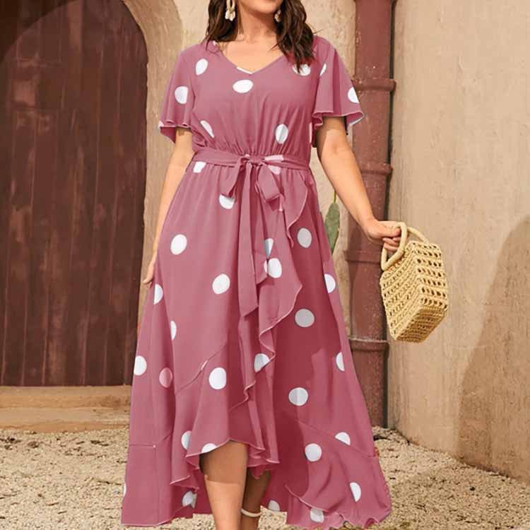 Plus Size Orchid Polka Dot Maxi Dress