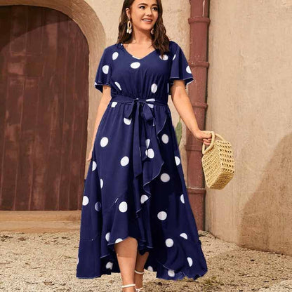 Plus Size Orchid Polka Dot Maxi Dress