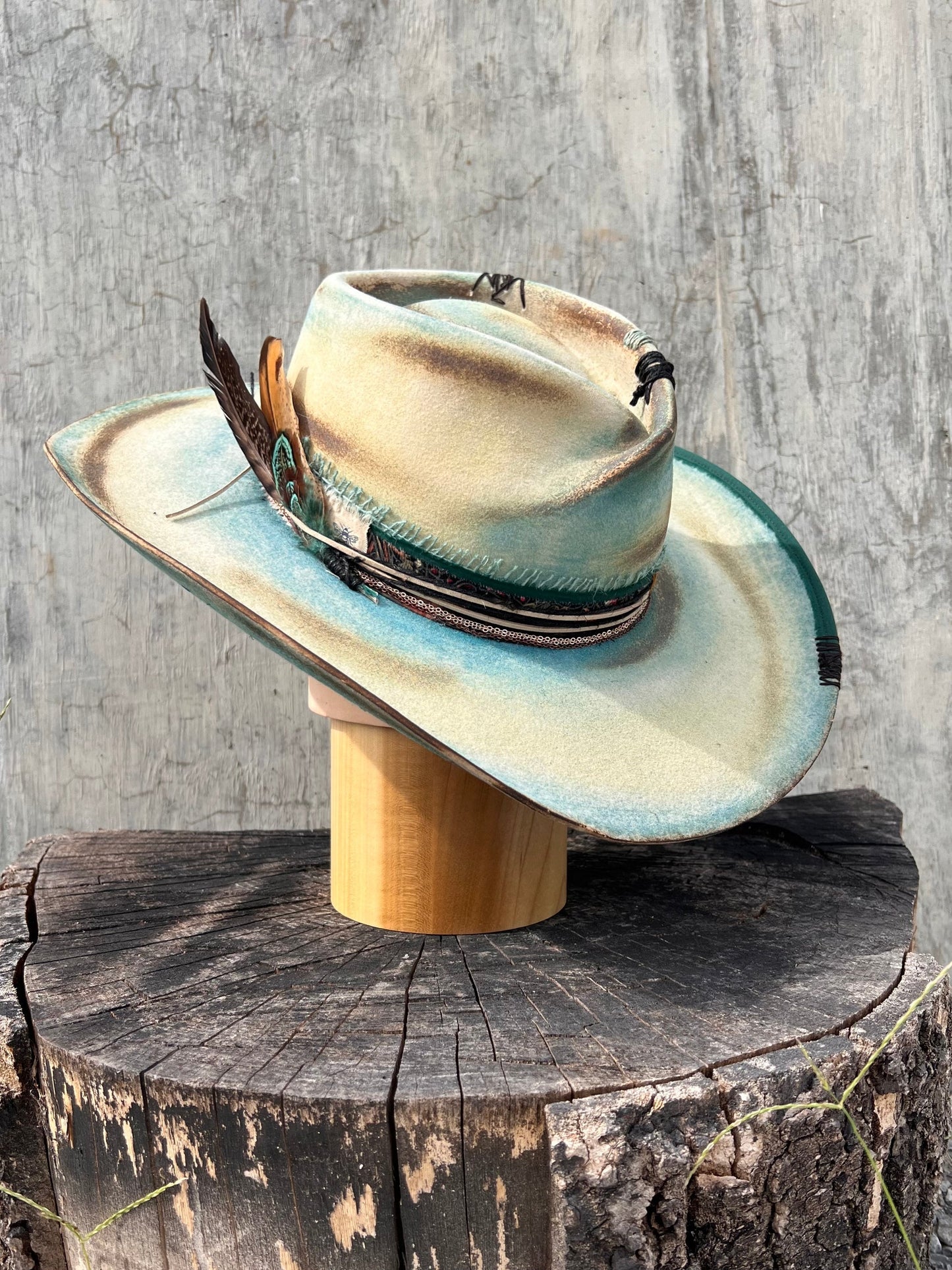 Tempered Teal Vintage Wide-Brimmed Hat