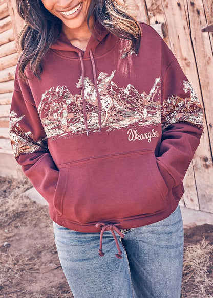 Women's Western Print Long Sleeve Hoodie