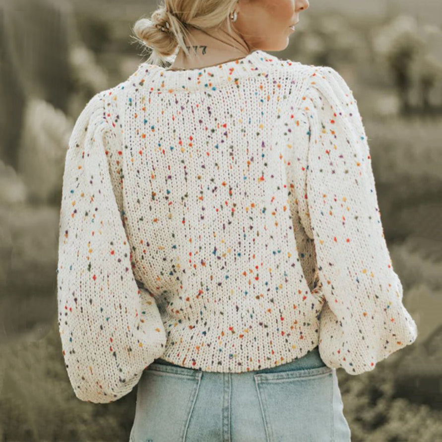 Colorful Polka Dot Pullover Long-sleeved Loose Knitted Sweater