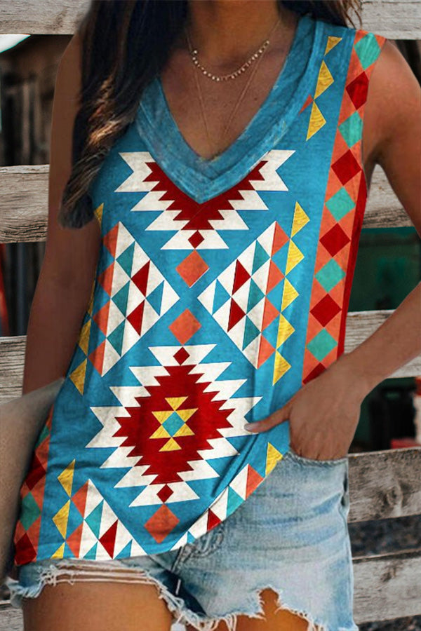 Vintage Western Aztec Print Top