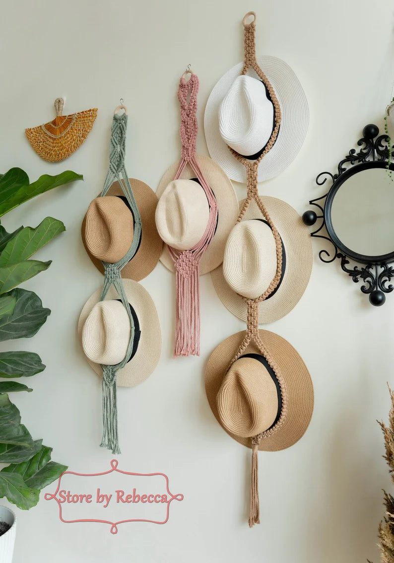 ❤️Handmade Linen Decorative Boho Hat Rack For Wall Hanging