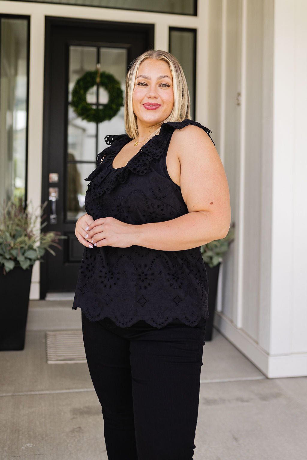 Parisian Stroll Lace Blouse in Black Size Small