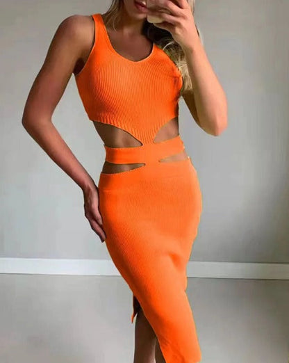 Waist Hollow Suspender Bodycon  Dress