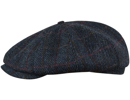 PEAKED CAPS SHELBY - HARRIS TWEED Genuine Scottish Harris Tweed 8 Panels Man Cap Blue-red