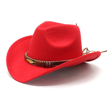 Men's Vintage Western Cowboy Hat Knight Woolen British Felt Hat