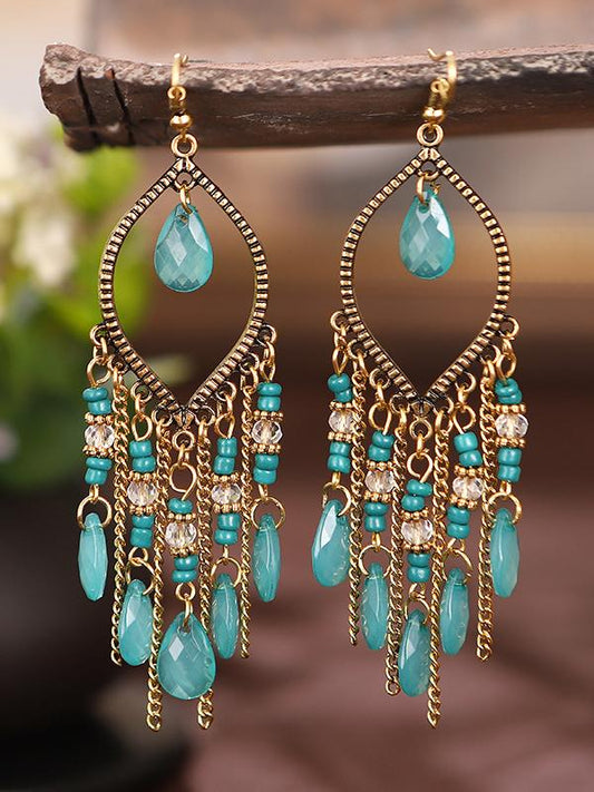 Vintage water drop bohemian chain earrings