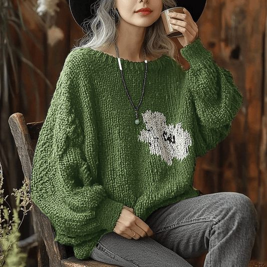 Women's Knitted Flower Casual Warm Sweater